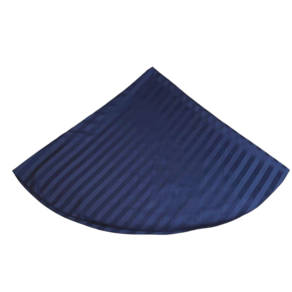 Navy Blue Round Tablecloth Polyester Stripe 70" Diameter & Table Runner Elegant